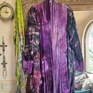 Gorgeous Shades Of Purple Beaded Velvet Coat Kimono CRAZY BOHO